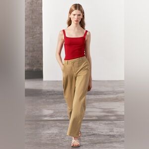 Zara NWT Straight Leg Tan Trousers, size L